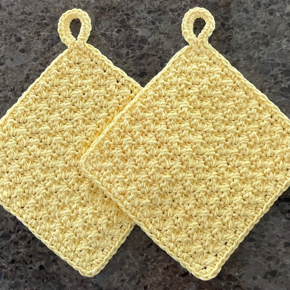 2 Handmade Crochet Washcloths Dishcloths with Hang Loop 100% Cotton PICK COLOR! - Picture 6 of 16